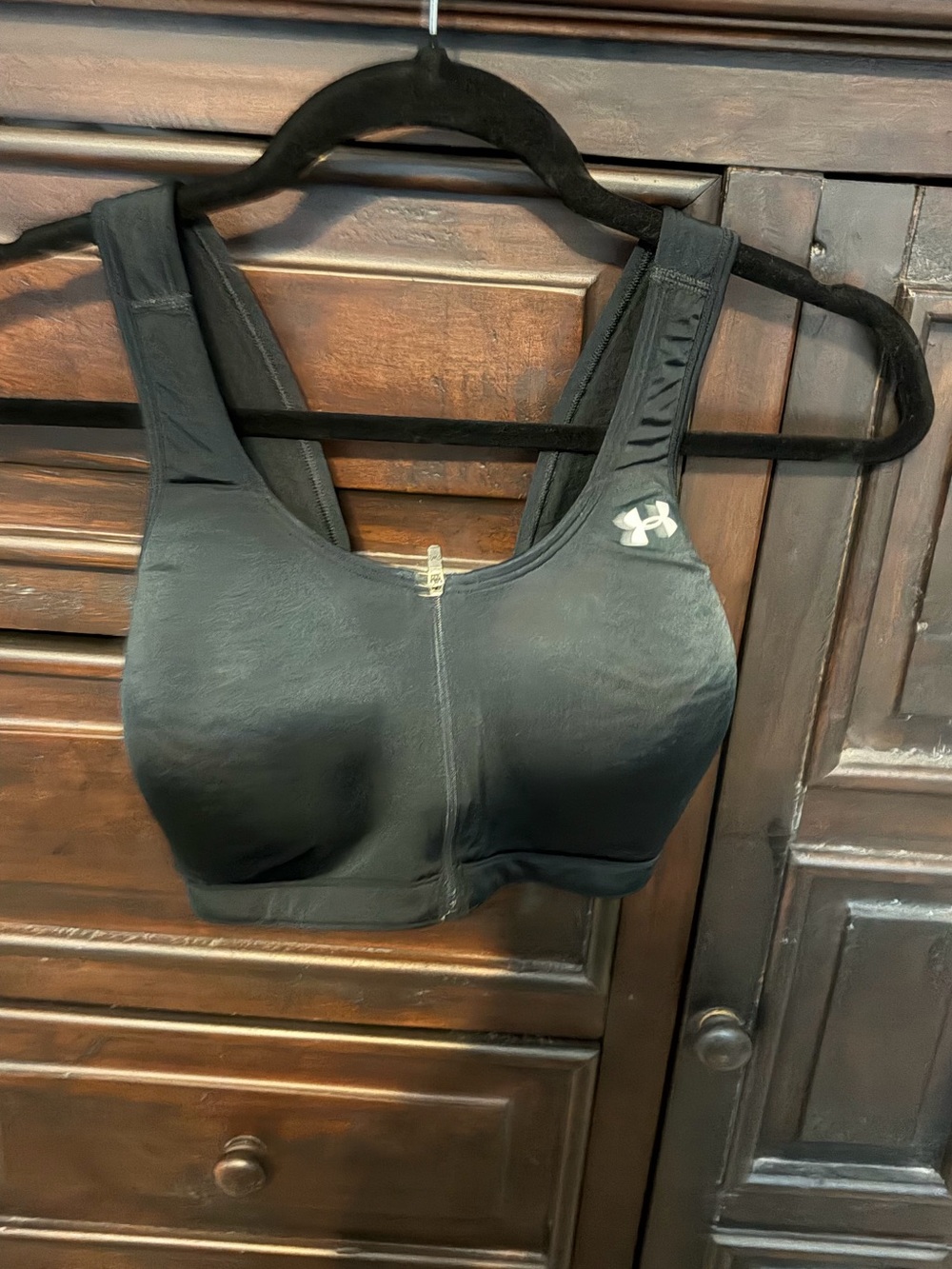 Under Armour Black Front-Zip High-Impact Sports Bra